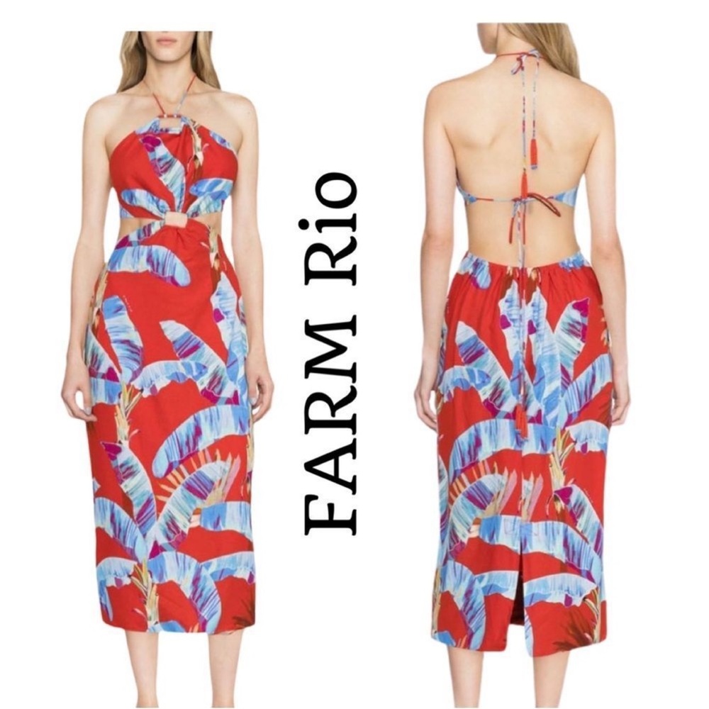 NWT FARM Rio "Sweet Jungle" Cut-Out Dress Size M
